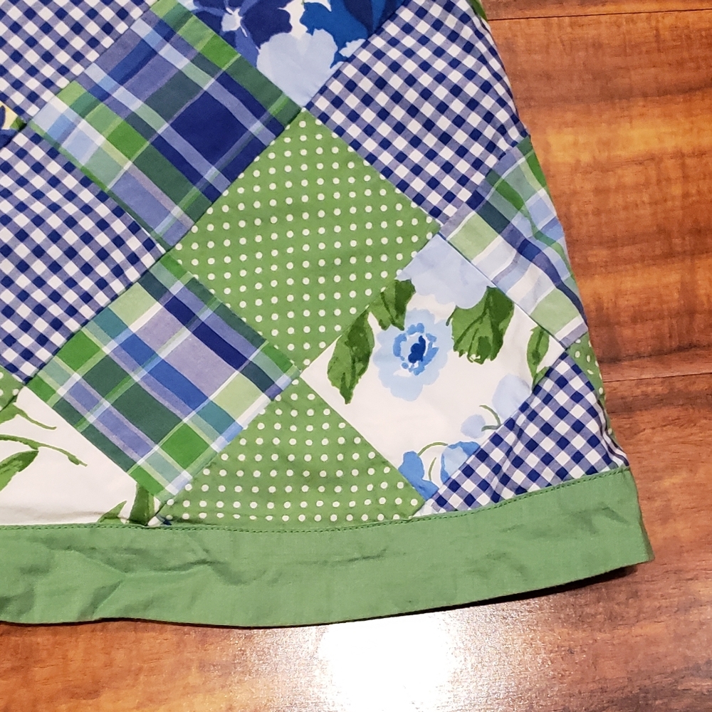 Janie and Jack EUC 6-12 months blue and green patchwork floral shift dress - Picture 3 of 6